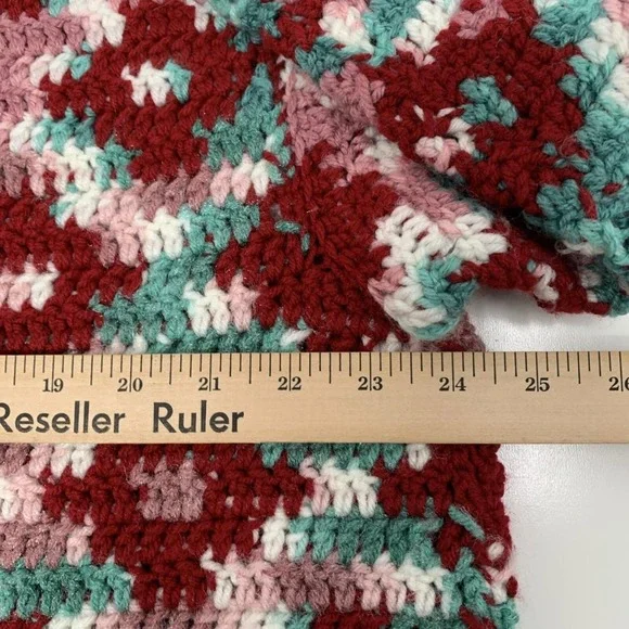 Vintage 70s Handmade Sweater Granny Geometric Multicolored 2XL Afghan Style - Picture 4 of 7